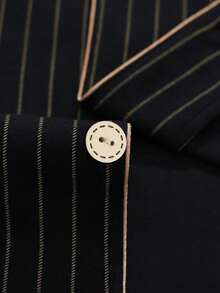 男士条纹睡衣套装，纯棉长袖上衣和长裤，透气吸汗，适合春秋季和秋冬季穿着。 - 黑色 - 查看 5