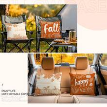 4pcs Thanksgiving Maple Leaf & Pumpkin 4-Piece Set, Single-Sided Printed Throw Pillow Covers 45*45cm, Peach Velvet