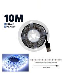 [10m/5m/3 米/2m/1m 柔性 USB LED 灯带，卧室 LED 灯，柔性装饰灯带，高亮度可切割和粘贴照明灯带，适用于卧室、橱柜、厨房 DIY，无需电池、电视背光，适用于电视背光、卧室、橱柜、厨房、DIY 照明] - 白色外殼 - 查看 14