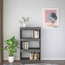 Libreria/divisorio per ambienti Larryhot Grigio 60x35x103 cm Pino massiccio, robusto e durevole, facile da montare, stile decorativo, adatto per riporre soprammobili, statuette, libri, piccoli oggetti, ecc. - Grigio - Visualizzare 4