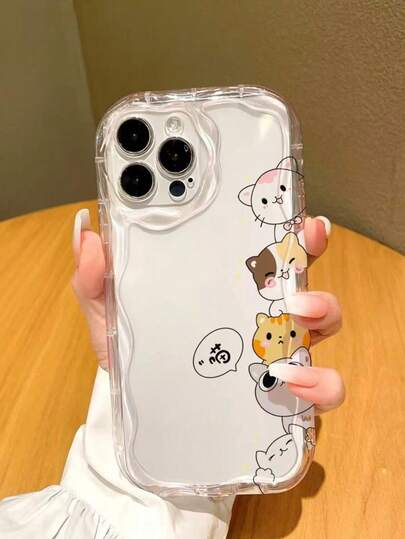 1 قطعة غطاء واقي للهاتف من مادة TPU الشفافة ذو تصميم قطة بسيط وأنيق متوافق مع هواتف آيفون 16/16e/16بلس/16برو/16برو ماكس/15/15برو/15بلس/15برو ماكس/14/14برو/14بلس/14برو ماكس/13/13برو/13برو ماكس/12/12برو/12برو ماكس/11/11برو ماكس/X/XS/XR/XS ماكس/7/7بلس/8/8بلس، غطاء هاتف بتصميم قطة بسيط وأنيق