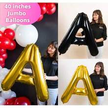 Balões Jumbo com Letras de 16 Polegadas, Balões Metalizados Personalizados, Frases Personalizadas, Palavras, Balões de Banner com Dizeres, Balões Grandes para Festa de Casamento, Balão Dourado Padrão - Ouro Rosa - Ver 9