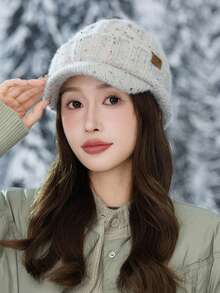 1 szt. Damska czapka baseballowa w jednolitym kolorze, uniwersalna, dzianinowa czapka beanie do użytku na zewnątrz jesienią/zimą, modna i o minimalistycznym designie, odpowiednia do codziennego noszenia