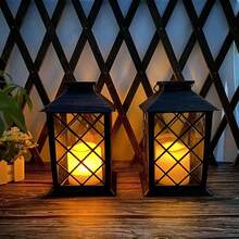1pc Solar Lantern With Decorative Candle And Flame Effect LED, Outdoor Waterproof Solar Hanging LED Light - Solar Palace Lantern - View 8