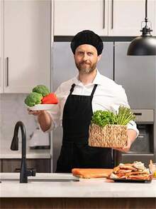 4 件套黑色发网，适用于餐饮服务，男女通用弹性厨师帽，可重复使用的厨房工作人员发网 - 彩色 - 查看 5