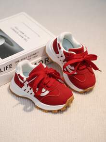 1 双男女通用 PU 绑带和钩环设计经典复古运动鞋，适合所有季节 - 紅色 - 查看 7