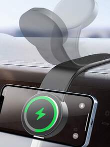 柔性磁吸车载手机支架 - 可调节铝合金臂，360°旋转，可塑形设计，可自定义观看角度，无夹子，防刮擦防震，通用型，适用于及所有智能手机