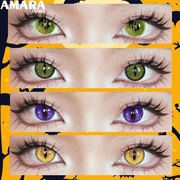 Lentes de contato coloridas AMARA 1 par HEMA Anime Eye Lens anual descartável cosmético lentes de contato coloridas macias olho de gato cosplay festa olhos