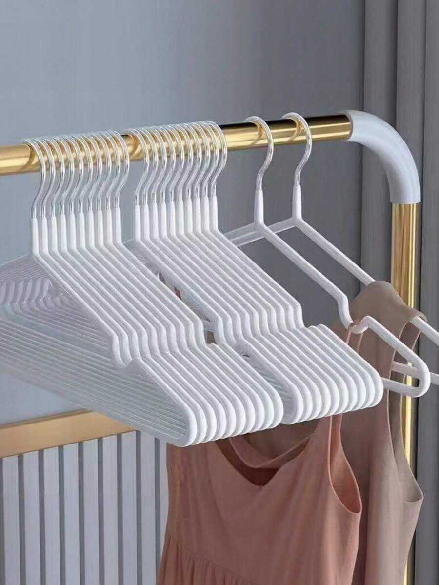 5/10/20pcs Non-Slip Rubber Coated Hangers With Grooved Design - Anti-Slip Hooks, Suitable For Home, Bathroom, Space-Saving Clothes Organizer (White) - Multicolor - View 1