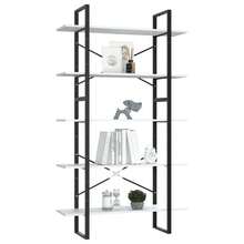 Libreria Larryhot a 5 ripiani bianca 100x30x175 cm Legno ingegnerizzato, resistente e durevole, facile da montare, stile decorativo, adattA, Per riporre soprammobili, statuette, libri, piccoli oggetti, ecc. - Bianco - Visualizzare 3