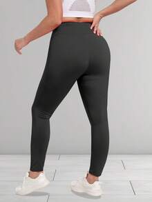 Women's Plus Size Leggings With Pockets-Stretchy XL-5XL Yoga Pants Tummy Control High Waist Workout Leggings - Black - View 8
