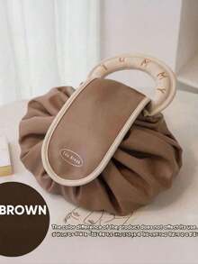 1 pièce Sac à maquillage à cordon de serrage, Pochette de rangement pour pinceaux de maquillage, Sac de toilette portable de voyage, Design à cordon de serrage, Multicolore, Grande capacité, Sac organisateur de cosmétiques pour les soins de la peau, à la maison et en voyage