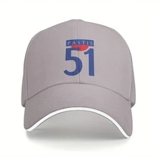 51 Pastis Vintage Casual Sandwich Baseball Cap - Black With Colorful "51" Design, Lightweight Polyester, Hand Washable, Perfect For Mardi Gras, Valentine'S Day, Thanksgiving, Everyday Cap|Vintage Style Cap|Polyester Fiber Cap - 灰色 - 查看 2