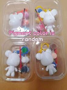 10 pezzi Set di pittura fai-da-te con orsetti fluidi, decorazione graffiti dipinta a mano, comprende colori, cucchiai, orsetti di plastica, pennelli, forniture creative per artigianato, set di pittura per il ritorno a scuola, laurea, eventi di festa, regali significativi per le vacanze, adatto anche per riempire le calze di Natale (disponibili orsetti con testa grande e testa piccola, colori casuali)