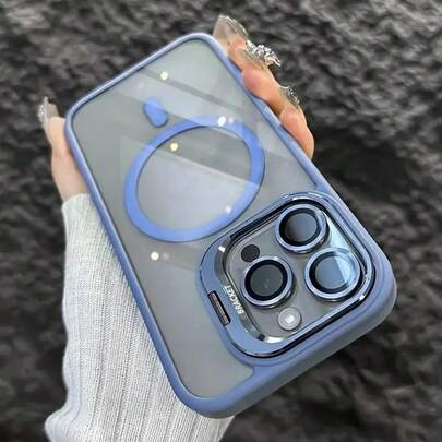防震磁吸支架手机壳，带磁吸支架和玻璃镜头保护，兼容 16/15/14/13/12/11 Pro Max 型号，适用于 手机壳，玻璃镜头保护，后盖保护，春季生日礼物