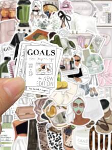 50张复古干净女孩贴纸唯美涂鸦贴花DIY剪贴簿手机笔记本电脑行李冰箱滑板装饰贴纸 - I - 查看 4