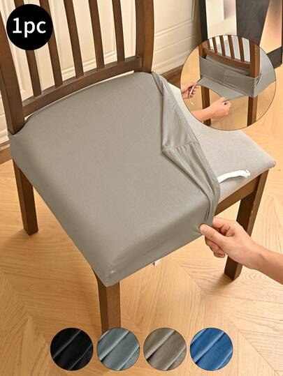 1 件黑色牛奶丝双层弹力座椅套，带舌扣，经典简约设计，可拆洗，全套椅套，保护性沙发套，适用于客厅和卧室，有深灰色、浅灰色、粉色、海军蓝可选，适合秋季装饰、房间装饰、返校季、学校用品