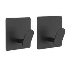 2pcs Adhesive Towel Hooks/Bathroom Wall Hooks - Black/Silver Heavy Duty Self-Adhesive Hooks, Can Be Stuck On Bedroom, Kitchen Doors To Hang Bathrobes, Coats, Clothes, Towel/Coat Hooks, Wall Hooks, Stick On Bathroom Or Kitchen, Stainless Steel Material, 4pcs Set, Home Decor, Valentine's Day Gift, 2026 Essential - Multicolor - View 13