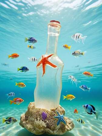 3pcs Creative Aquarium Decoration Bottles - Fish & Shrimp Hideaway, With Orange Slice Lid, Underwater Decor For Fish Tank Landscaping, Plastic Material, Suitable For Aquarium Accessories