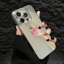 Crystal Apple Transparent Mirror Phone Case For IPhone 17 Air/16 15 14 13 12 Pro Max/17 16 15 14 Plus 13 12 11pro Protective Case With Glitter Lens Protection And Makeup Mirror, Drop-Resistant And Durable, Beautiful And Gorgeous - 銀色 - 查看 3