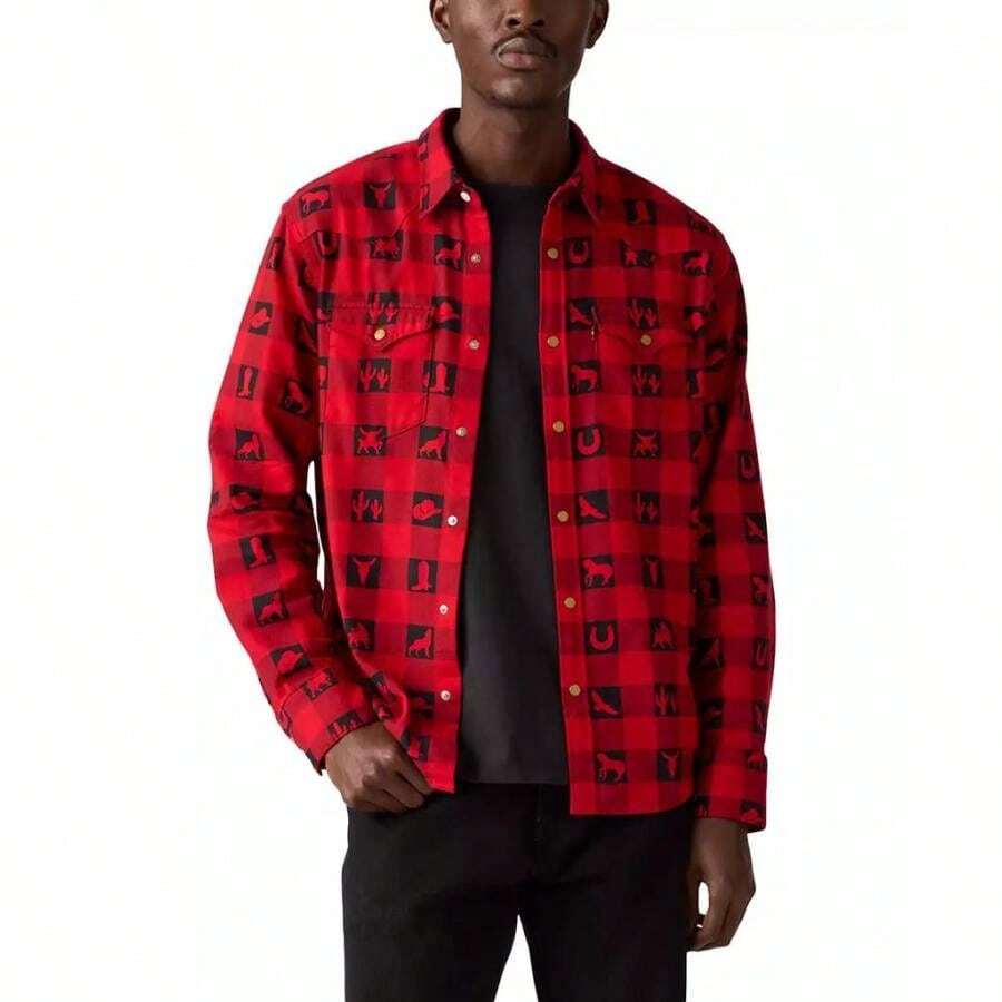 Levi's Men's Barstow Cotton Standard-Fit Western Shirt | | Men Sports Shirts - Đỏ đô thị - Xem 1