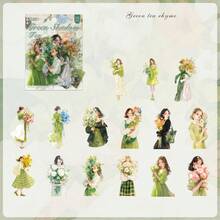 15 adesivos vintage para meninas, para scrapbooking, decoração de cadernos, presentes, escritório, casa, etiquetagem, sala de aula, entretenimento, planejador de estudantes, materiais de artesanato com colagem retrô