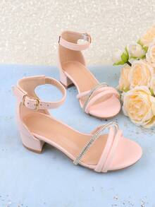 Zapatos de vestir tipo Mary Jane para niñas, apropiados para ocasiones formales, actuaciones, bodas, fiestas, vacaciones, lindos y dulces, cómodos y versátiles sandalias de tacón alto para niñas pequeñas, medianas y grandes, niñas pequeñas, bebés, sandalias de verano con peep toe y brillantes de color rosa