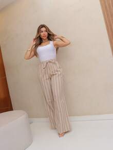 Women's Casual Striped Trousers 240026-1 - 米色 - 查看 2