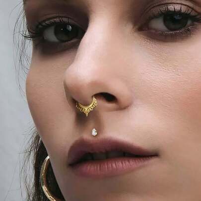 1pc 316L Stainless Steel Elegant Nose Ring Hinged Nose Septum Cartilage Helix Piercing Jewelry For Women