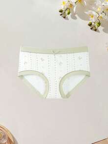 5 piezas Bragas de mujer con lazo floral pequeño y dulce, de cintura media, suaves y transpirables