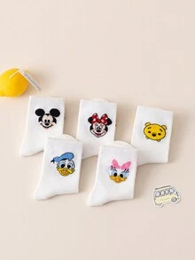 Disney 10/5 Đôi tất trẻ em họa tiết Mickey Minnie dễ thương, tất dài đến bắp chân cho bé gái, tất hoạt hình Hàn Quốc cho bé trai mùa xuân/thu, tất trẻ sơ sinh, tất - Nhiều màu - Xem 3