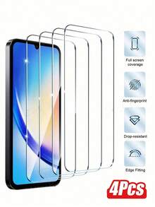 [4 Paquetes] Protector de pantalla de vidrio compatible con Galaxy A13 5G / Galaxy A15/A14/A03/A05/05s/A04/A04S [Dureza 9H] - Vidrio templado de pantalla HD, resistente a arañazos, fácil de instalar [compatible con funda][sin burbujas] Borde 2.5D [protección contra impactos]