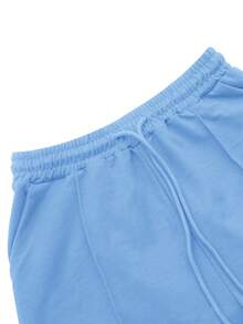 Bộ đồ 2 món mặc ngoài trời thường ngày, Bộ đồ 2 món màu trơn, Bộ đồ 2 món có mũ trùm đầu, Bộ đồ 2 món mặc ngoài thanh lịch, gợi cảm, thoáng khí, thoải mái, thích hợp cho dạ hội, tiệc tùng, du lịch, tụ tập - màu xanh nhạt - Xem 5