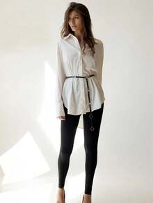 1件女士纯色皮带时尚链条腰带日常佩戴搭配饰品秋季，秋季，万圣节