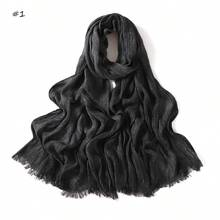 1pc New Fashionable Casual Soft Comfortable Breathable UV Protection Warm Scarf, Suitable For Daily Wear, Festivals And Celebrations, Autumn/Winter, 100% Cotton Material, Hand-Dyed, Solid Color Hijab Scarf For Women - Multicolor - View 27