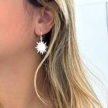 925 Silver Semi-Jewelry Sun Hoop Earring - Bạc - Xem 3