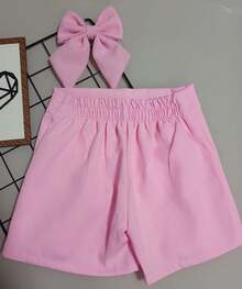Shorts Skirt Tailored Bow Girls - Baby Pink - View 2