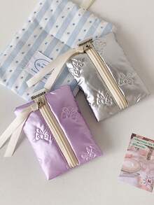 Multi-Coloured Bow Pattern Coin Purse Storage Bag Portable Storage Bag Large Capacity Simple Style Used To Store Coin Purse And A Necessity For Girls A Good Choice For Going Out Stripe Series Makeup Bag Travel School Supplies Travel Essentials Make Up Bag Holiday Essentials Cosmetic Bag Makeup Bags Makeup Pouch Makeup Organizer Make Up Organizer Makeup Storage