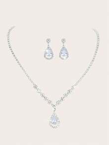 4 件套水钻首饰套装金色闪亮项链耳环手链套装女士晚礼服手拿包新娘婚礼贝壳优雅信封包女士球与可拆卸金属链婚礼和派对女士单肩包女士包女士手提包多功能闪光手提包鸡尾酒会婚礼新款钱包宴会包 - 銀色 - 查看 6