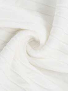 Suéter de punto acanalado ajustado de manga larga con cuello en V suave, estilo Y2K, básico, para otoño/invierno - Blanco - Ver 5