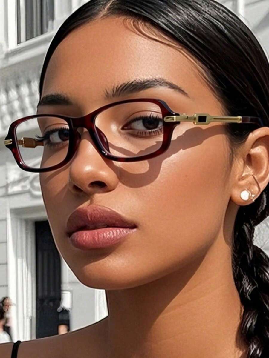 1pc Retro Rectangular Minimalist Unisex Clear Lens Glasses, Versatile Punk Chic Style For Parties, Street Fashion, Casual Wear