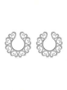 2PCS Non-Piercing Clip On Nipple Rings, Adjustable Dangling CZ Breast Jewelry For Women Stainless Steel Faux Piercing Jewelry