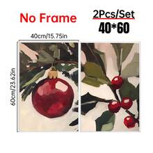 Half A Red Christmas Tree Ornament Print. Red Christmas Ornament. Printable Christmas Canvas Wall Art. Warm And Vintage Style Print. Warm And Festive Print Canvas Wall Art, Room Poster, Home Decor, Room Decor Aesthetic, Room Decor Supplies. Room Decor, Optional Frame - 2PCS - View 13