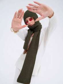 1 szt. Damski, jednokolorowy, swobodny, dzianinowy szalik z kapturem, miękki i wszechstronny, odpowiedni na wyjścia, do codziennych dojazdów, jesień/zima