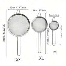1pc/3pcs Fine Mesh Strainer, Stainless Steel Sieve Ladle, Multifunctional Kitchen Tool For Filtering Flour, Tea, Frying Oil, Coffee Powder, Juice, Cooking And Baking - Silver - View 9