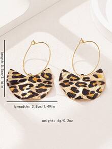 1 Đôi bông tai tròn hình lá họa tiết da báo tối giản thanh lịch thời trang, đa năng cho phụ nữ mặc dự tiệc - da báo - Xem 6