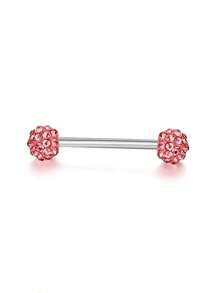 1pc Titanium Steel Luxury Rhinestone Decorated Tongue Piercing Jewelry For Women