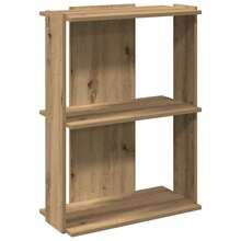 Libreria Larryhot a 3 ripiani in rovere artigianale 60x30x80 cm, robusta e durevole, facile da montare, stile decorativo, adattA, Per riporre soprammobili, statuette, libri, piccoli oggetti, ecc. - Castano - Visualizzare 2