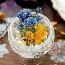 30pcs/Pack Vintage Rose Floral Stickers, Creative Aesthetic Sticker Decals, Holiday Gift, DIY Decoration Scrapbooking Craft Supplies, Personalized Sticker Album School Stationery - Black - View 5