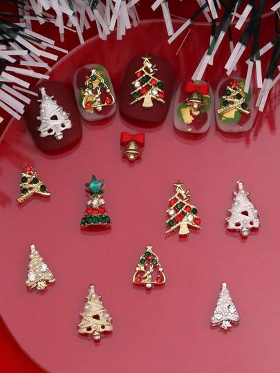 5 Metal Christmas Tree Nail Ornaments Christmas Nail DIY Nail Supplies